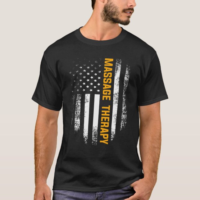 Vintage Massagetherapie mit amerikanischer Flaggen T-Shirt (Vorderseite)