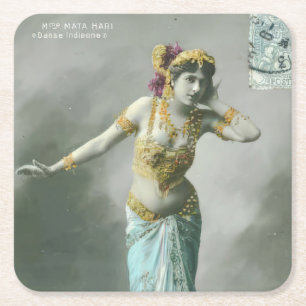 Vintage-Mata-Hari-Postkarte Rechteckiger Pappuntersetzer