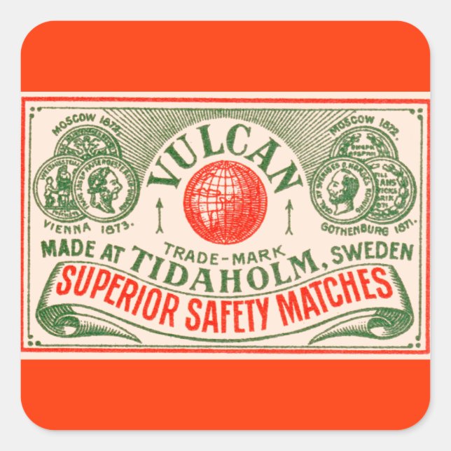 Vintage Matches Label Art Stickers (Vorderseite)