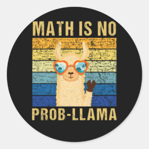 Vintage-Mathematik ist kein Problem-Llama-Mathemat Runder Aufkleber
