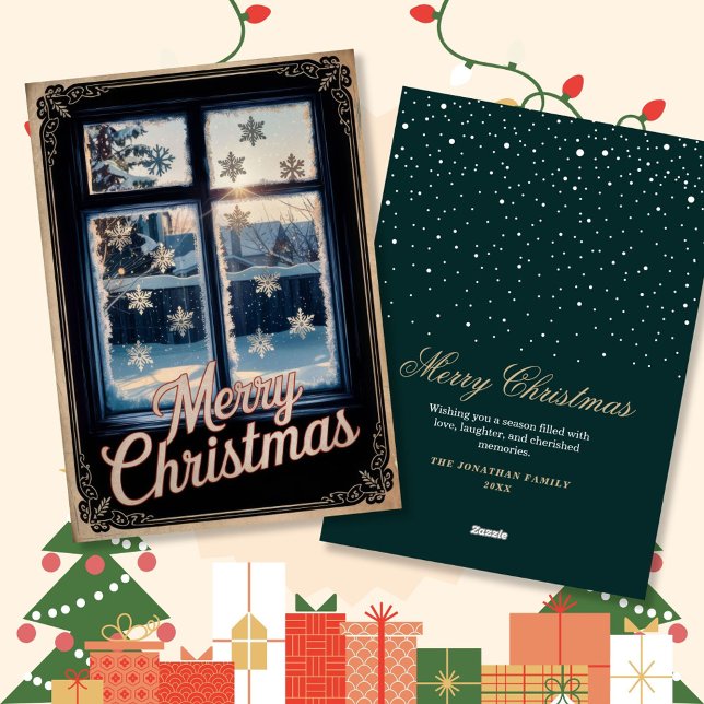 Vintage Mattierte Winterfenster Weihnachtsgrüße Feiertagskarte (Von Creator hochgeladen)