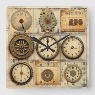 Vintage Mauer-Uhr Quadratische Wanduhr