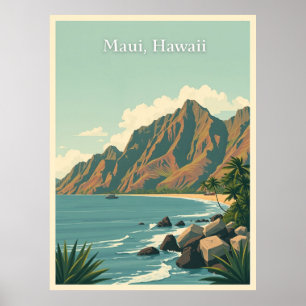 Vintage Maui, Hawaii Reiseillustration Poster
