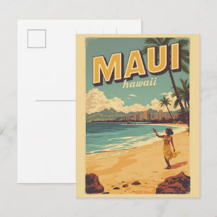 Vintage Maui Hawaii tropische Strand Souvenirs Ges Postkarte