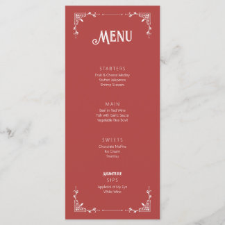 Vintage Mauve Birthday Menu Flat Card Menükarte