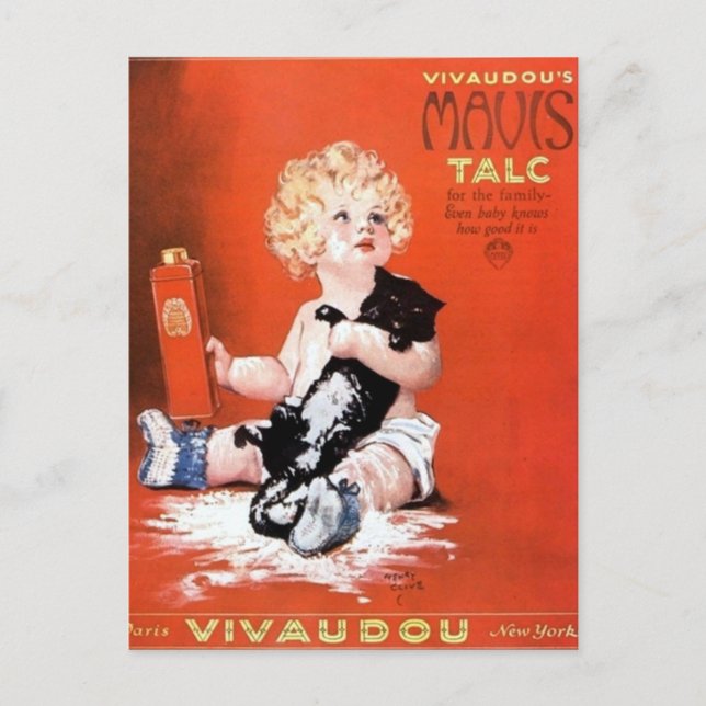 Vintage Mavis Talcum Powderwerbung Postkarte (Vorderseite)