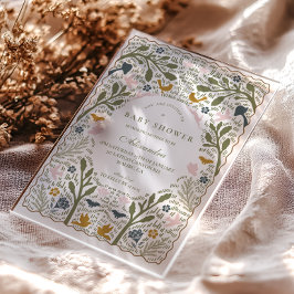 Vintage Meadow Folk Baby Shower Acryleinladungen