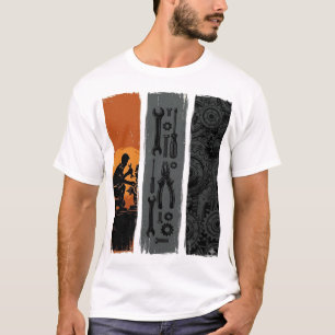 Vintage Mechaniker Werkzeug Getriebe Triptychon Sh T-Shirt