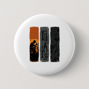 Vintage Mechaniker Werkzeug Zahnrad Triptychon Shi Button