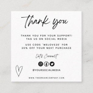 Vintage Media Insert Merci Mini Carte de visite