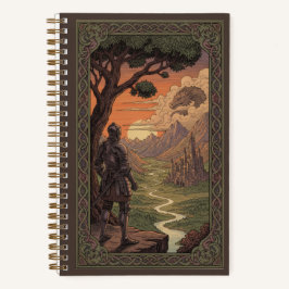 Vintage Medieval Knight & Dragon Valley Fantasy Notizbuch