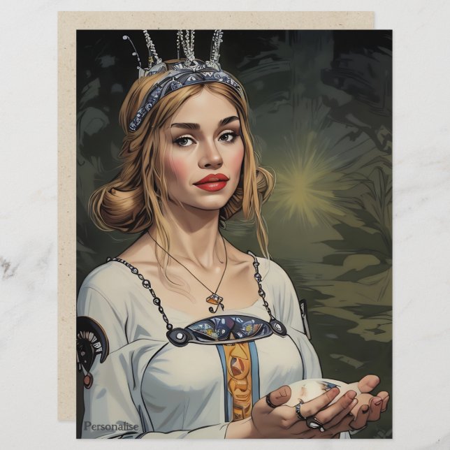 Vintage Médiéval Mariée Tiara Scrapbook Papier (Devant / Derrière)