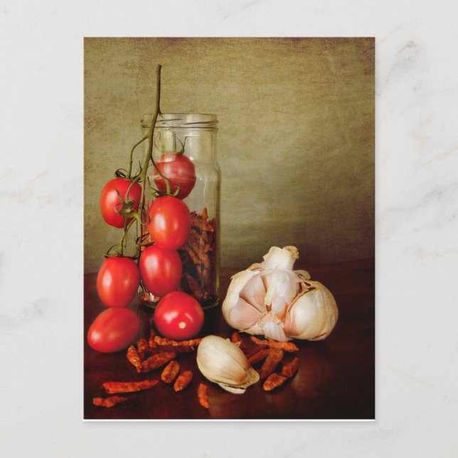 Vintage mediterrane Aromen Postkarte (Vorderseite)