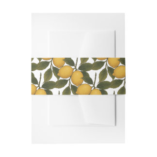 Vintage Mediterranean Botanical Lemon Wedding  Einladungsbanderole