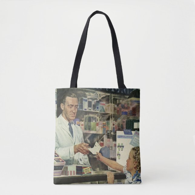Vintage Medizin, Apotheker und Mädchen Tasche (Vorderseite)