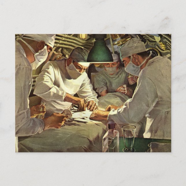 Vintage Medizin, Ärzte Darstellende Operation in d Postkarte (Vorderseite)