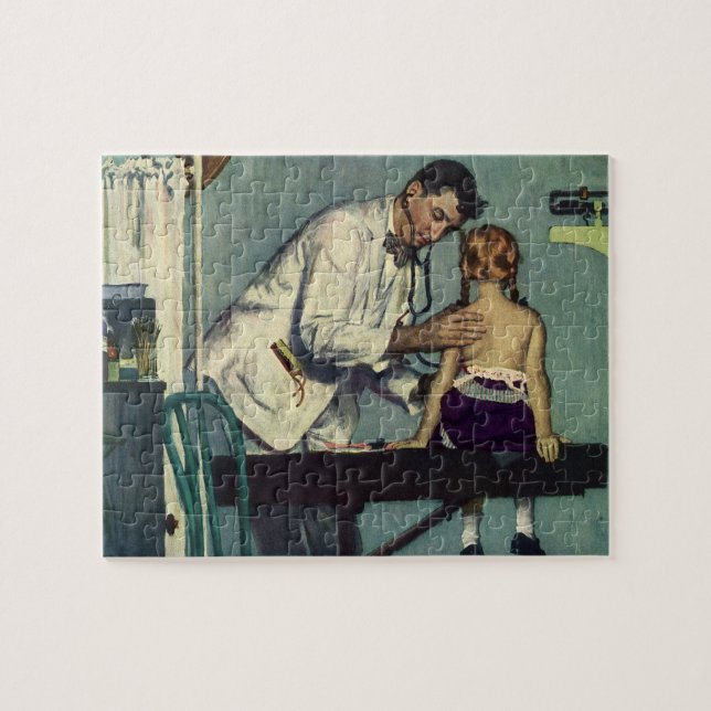 Vintage Medizin, Ärztin, die einen Mädchenkollegen (Horizontal)