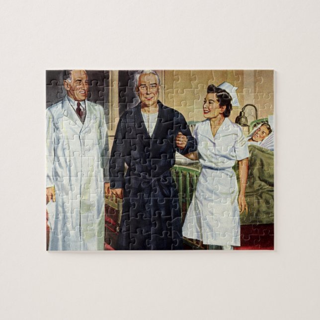 Vintage Medizin, Ärztin und Krankenschwester (Horizontal)