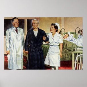 Vintage Medizin, Ärztin und Krankenschwester Poster