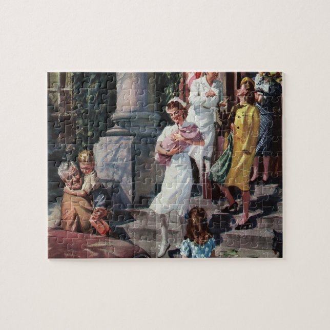 Vintage Medizin, Krankenschwester mit neugeborenem (Horizontal)