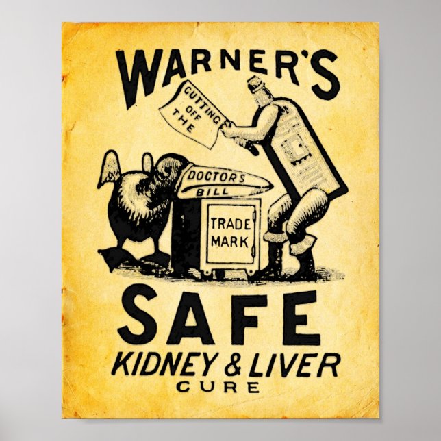 Vintage Medizin Print - Garantie für sichere Leber Poster (Vorne)