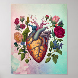 Vintage medizinische Anatomie Blume Arzt Poster