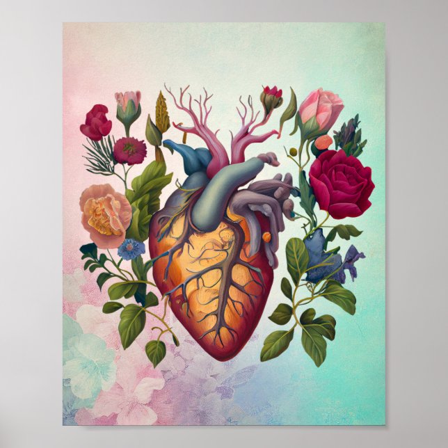 Vintage medizinische Anatomie Blume Arzt Poster (Vorne)