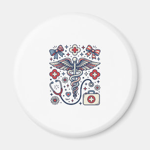 Vintage Medizinischer Caduceus Patriotischer Krank Magnet