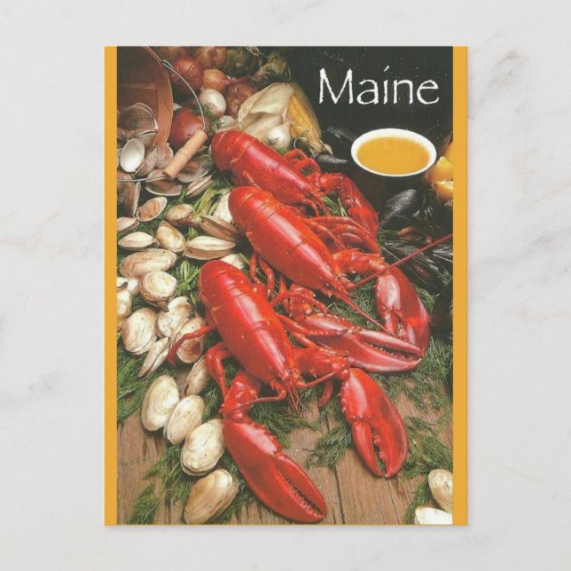 Vintage Meeresfrüchte in Maine Postkarte (Vorderseite)