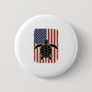 Vintage Meeresschildkröte Amerikanische Flagge Pat Button