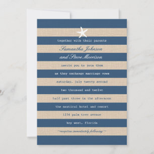 Vintage Meeresstreifen zum Hochzeitsempfang Einladung