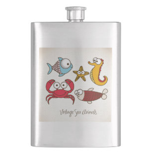 Vintage Meerestiere Flasche Flachmann