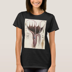 Vintage Meerestiere, Tintenfisch mit Regenschirm T-Shirt