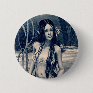 Vintage Meerjungfrau Altes Foto Fantasy-Kunst Button