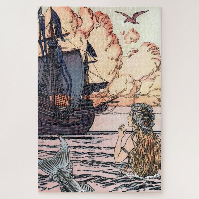 Vintage Meerjungfrau beim Seeschiff (Vertikal)