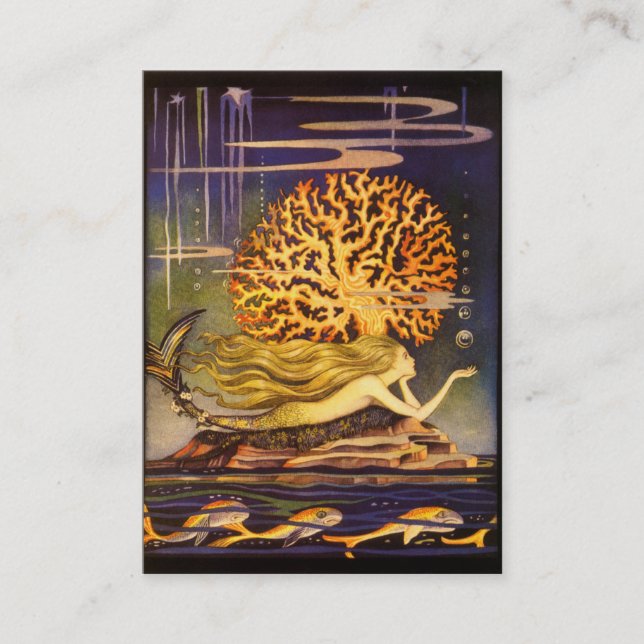 Vintage Meerjungfrau Visitenkarte (Vorderseite)