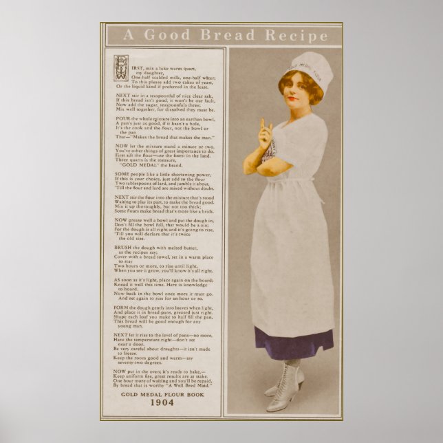 Vintage Mehlwerbung mit Brettrezeptorenposter Poster (Vorne)