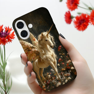 Vintage mehrfarbige Feder-Fee Einhorn iPhone 16 Hülle