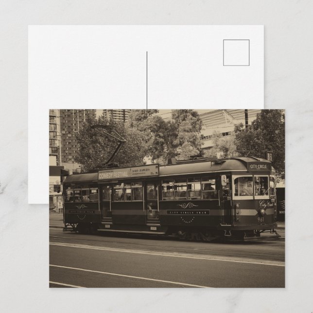 Vintage Melbourne-Straßenbahn Postkarte (Vorne/Hinten)