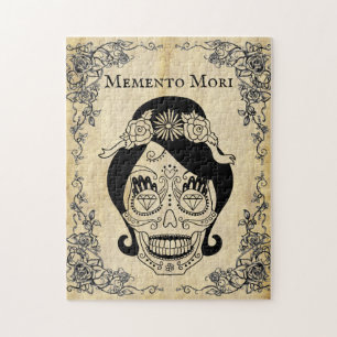 Vintage Memento Mori Frau Totenkopf