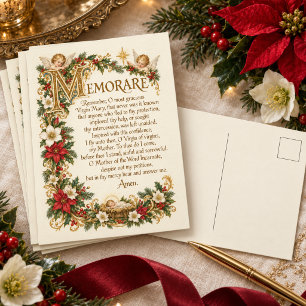 Vintage-Memorare-Gebet katholische Weihnachten