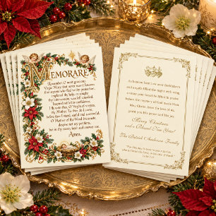 Vintage-Memorare-Gebet katholische Weihnachten