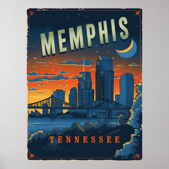 Vintage Memphis, Tennessee Poster (Vorne)