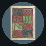 Vintage Menorah, Lichtfestival Happy Hanukkah Runder Aufkleber<br><div class="desc">Vintages Bild religiöser Judaika mit einer antiken Menorah mit Kerzen. Happy Hanukkah Chanukah,  Chanukkah oder Chanuka! Das Festival der Lichter und das Fest der Hingabe ist ein achttägiger jüdischer Urlaub.</div>