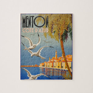Vintage Menton Côte d'Azur Illustrationskunst