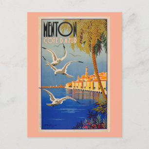 Vintage Menton Côte d'Azur Postkarte