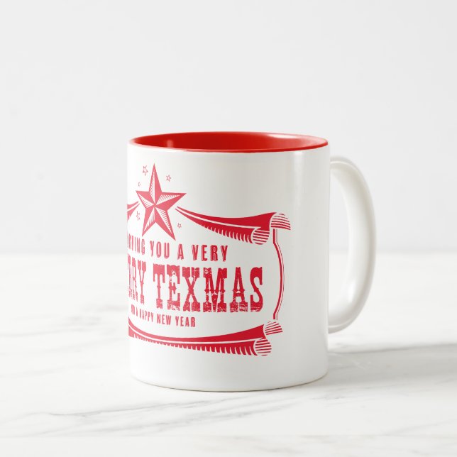 Vintage Meran Texas Weihnachtszeit Tasse (VorderseiteRechts)