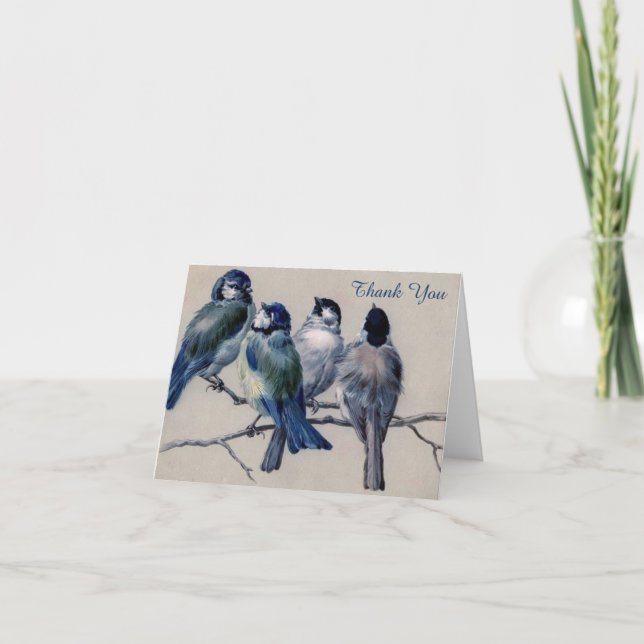 Vintage - Merci - Bluebirds sur une branche, (Devant)