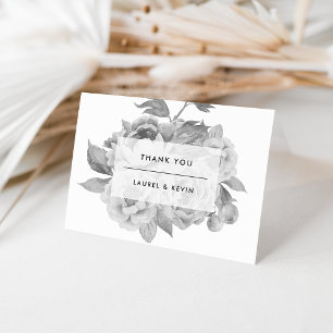 Vintage Merci floral noir et blanc