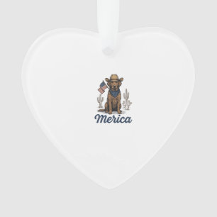 Vintage Merica Cowboy Hund Amerikanische Flagge Sh Ornament